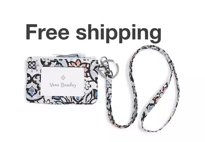 NWT Vera Bradley Zip ID Case And Lanyard Set Cotton In Lisbon Medallion  • $17.98