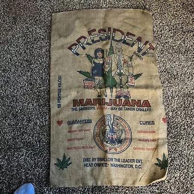 Vintage 90s Burlap Sack President Bill Clinton / Monica Lewinsky￼ Marijuana Bag • $29.50