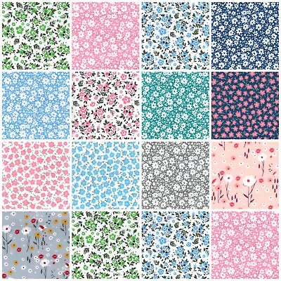 Polycotton Fabric Quality Craft Material Fat Quarter Metre Flower DITSY FLORAL D • £5.25