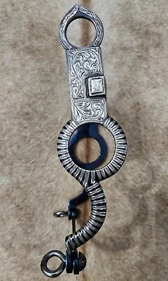 Maker Marked B-C Vaquero Blue Steel Sterling Silver Inlay Show Bit - Medium Port • $640