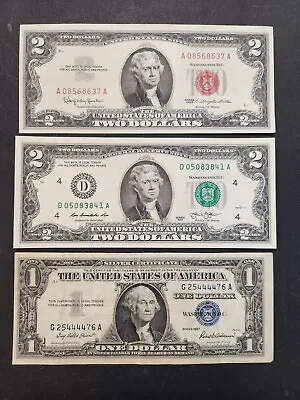 U.S. Bills Starter Lot $2.00 Red Seal Silver Certificate Uncirculated $2.00 • $24.95