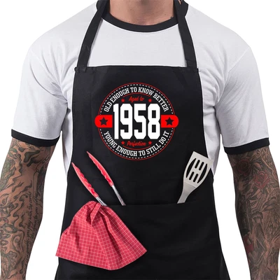£11.97 • Buy 65th Birthday Gifts For Men Him Dad Husband BBQ Cooking Apron Young Enough 1958