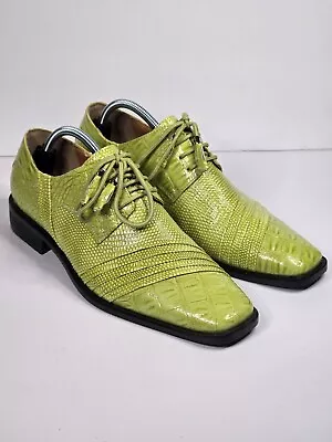 Roberto Chillini Lime Green Faux Crocodile Shoes Size 8.5 • $20