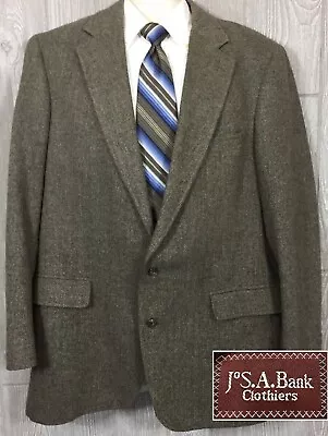 Jos A Bank Mens Herringbone Tweed Wool Blazer Sportcoat Sz 46 Long FLAWS (t13) • $31.99