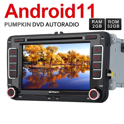 Pumpkin Android 11 Double DIN Car Stereo DVD GPS 32GB For VW Golf MK5 MK6 Touran • £259.50