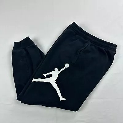 Nike Air Jordan Mens Sweatpants L Black Jumpman Joggers Cuffed Fleece DA6803-010 • $22.50