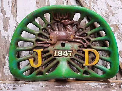 Vintage John Deere Farm Tractor Seat Cast Iron Sign Farming Equipment Implements • $394.39