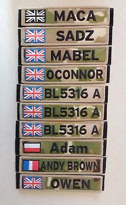  1 X Custom Army MTP Multicam Camouflage Morale Patch Hook Backing Name Tape  • £6.99