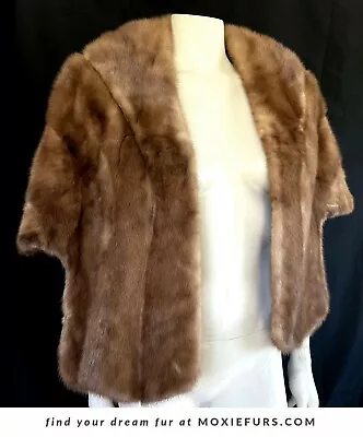 Brown MINK Fur Stole Rustic Bolero Jacket Vintage Coat Autumn Haze Bridal Cape • $156.75