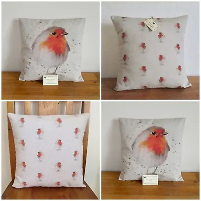Country Style Cushion Cover And Insert Robins Red Robins Panel Animals Gift • £6.99