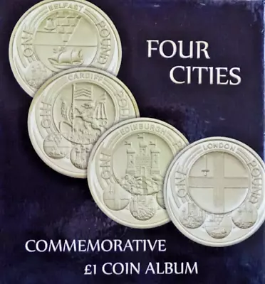 £1  FOUR CITIES  COIN COLLECTION  (LondonBelfastCardiff & Edinburgh) IN ALBUM • £24.95