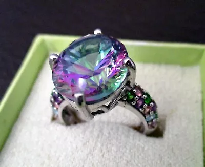 Purple Mystic Topaz Size 6 Ring 925 Sterling Silver • $80