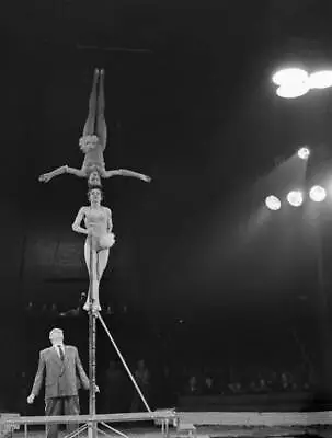 Head Balancing Act In The Ring At The Bertram Mills Circus 1959 OLD PHOTO • $9