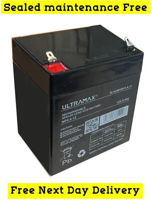 12v 12 Volt 5.4Ah 5400mAh Sealed Rechargeable Lead Acid Battery Burglar Alarm • £19.99