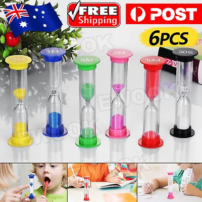 6x Sand Hourglass Timer AU SET-30Second Sandtimer Transparent 30s/1/2/3/5/10Min • $11.45