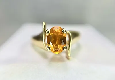 Vintage 14k Yellow Gold Natural Oval Shape Mexican Fire Opal Solitaire Ring • £339.62