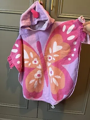 Girls Butterfly Hooded Beach / Pool Towel One Size  • £3.50