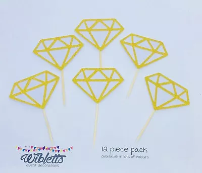 Geometric Diamond Cupcake Toppers. Bachelorette Engagement Party Wedding Ring • $13.70