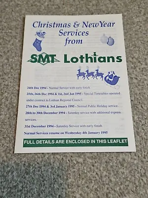 £3 • Buy SMT Scottish Bus Timetable Festive Guide Edinburgh Lothian – 1994/5