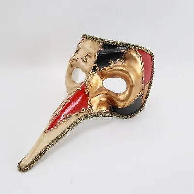 Venetian Costume Mask Half Gold Red Halloween Death Italy Skull Beak Reaper • $16.72