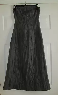 Michelle Mason Strapless Gray Textured Maxi Dress Xs/s • $24.99