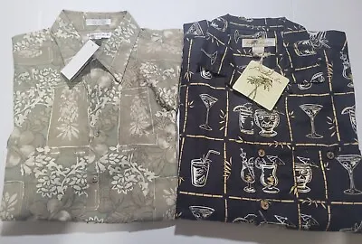 Lot - 2 Ct. NWT MEN'S Large Button Down Shirts Floral Hawaiian Pierre Cardin Joe • $25