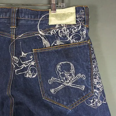 Vintage Rocawear Jeans Skull Embroidered Button Fly Baggy Relaxed Men's 36x32 • $80