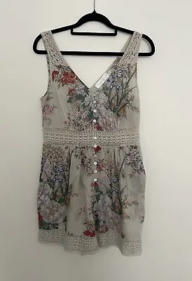 #4 Zimmermann Cotton Sleeveless Floral Lace V-Neck Jumpsuit Playsuit Size 0 8 XS • $299