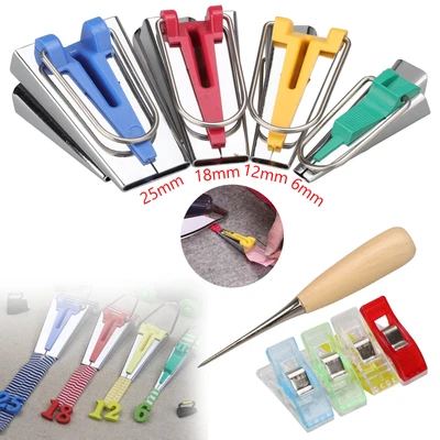 $8.98 • Buy 60PCS Bias Tape Maker Kit Set Fabric Sewing Quilting Awl & Binder Foot Case Tool
