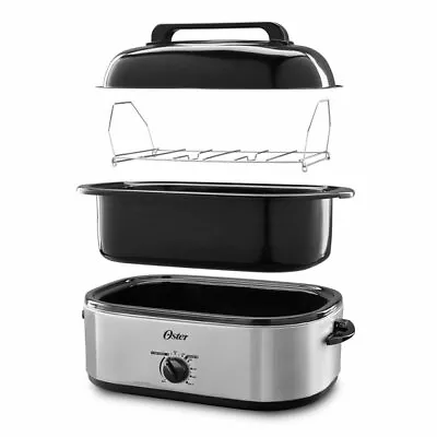 Oster 18 Quart Silver Roaster With High Dome & Self-Basting Lid • $45