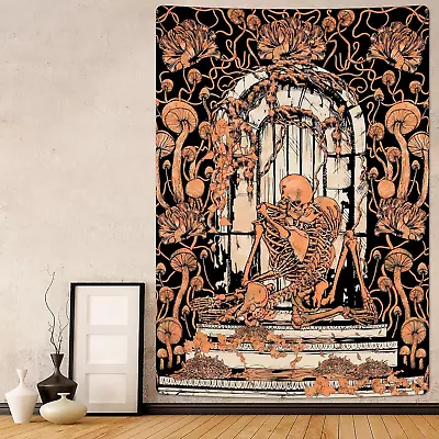 Skeleton Tapestry Skull Tapestry Mushroom Tapestry Kissing Lovers Goth Tapestry • $16.13