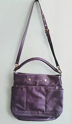 Marc By Marc Jacobs Sia Preppy  Black Nylon & Goat Leather Crossbody Bag/ Purple • $74.95