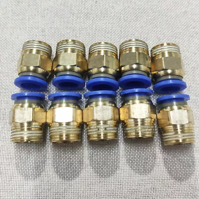  Fitting Push To Connect Air Fitting 10PC 3/8  OD Tube X 1/4  NPT Pneumatic • $10.88