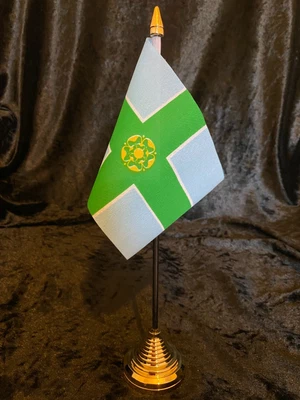 £6.95 • Buy 6  X 4  Derbyshire Derby County Desk Table Flag Display Gold Base Stands 12 