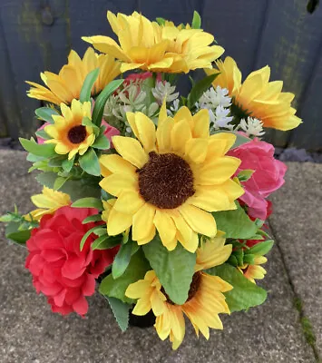 Grave Memorial Pot With Artificial Flowers • £11.95