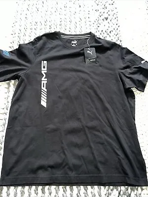 NWT Puma Mercedes AMG Essential Logo Men's T Shirt Black White Sz XXL $50 • $24.97