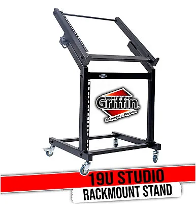 Rack Mount Rolling Stand & Adjustable Mixer Platform Rails By GRIFFIN | 19U Cart • $57.17