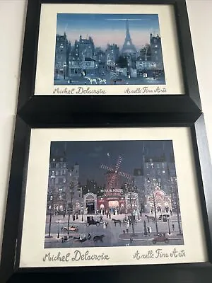 Pair Of Michel Delacroix Framed Prints (2) Moulin Rouge Eiffel Tower • $64