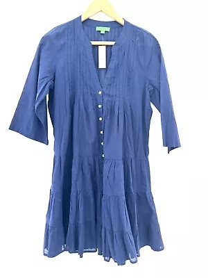 NWT J CREW Button Tiered Cover-Up Navy Lightweight Voile Tunic Swim Pool Dress S • $30