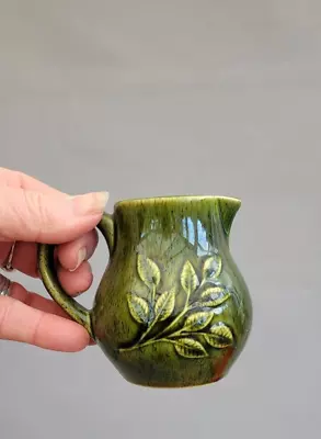 VINTAGE HOLKHAM N40 ENGLAND Green Glazed Milk Jug Creamer 8cm Tall X 4cm • £7.99