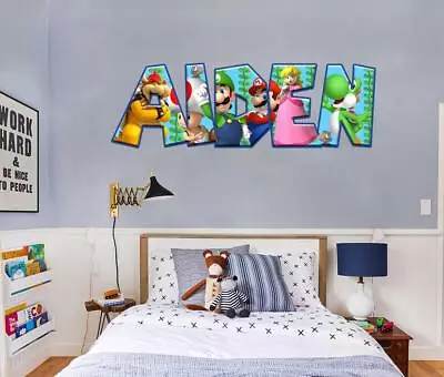 Super Mario Bros PERSONALIZED NAME Decal WALL STICKER Decor Video Game WP182 • $16.87