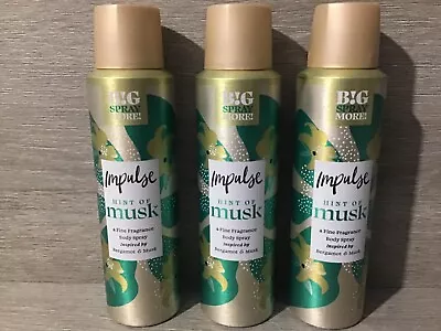 3 X IMPULSE HINT OF MUSK BODY SPRAY 3 X 150ml BIG SPRAY • £12.99