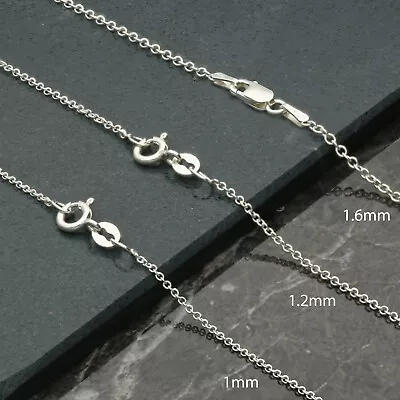 Sterling Silver 12 14 16 18 20 22 24 Inch Trace Link Chain  -  REDUCED TO CLEAR • £7.24