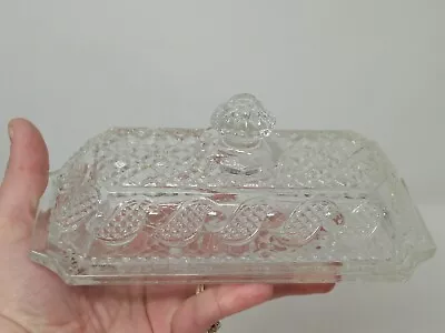 Vintage Clear Crystal Glass Covered Butter Dish Crystalucent Avon Cape Cod Waves • $9.60