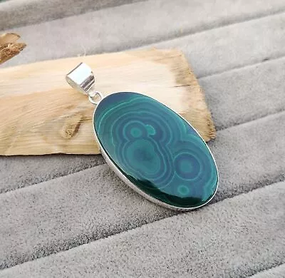 Malachite Pendant 925 Sterling Silver Neck Jewelry Handmade Gift Item PG381 • £15.50