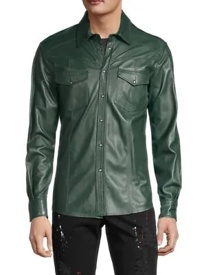 Men's Real Lamb Leather Full Sleeves Shirt SLIM FIT Leather Shirt In 4 Colors • $110