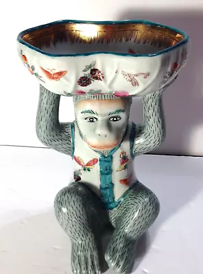 Vintage Chinoiserie Monkey Catch Bowl Lotus Dish Andrea By Sadek • $249.99