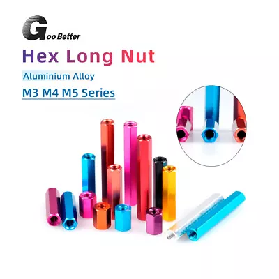 M4 M5 M6 Aluminum Alloy Female Connectors PCB Spacer Stud Standoff Hex Long Nuts • £2.06