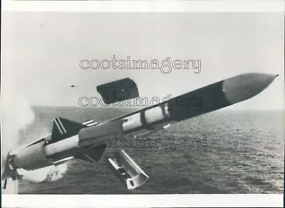 1982 Press Photo Exocet Missile Test Launch 1980s • $15