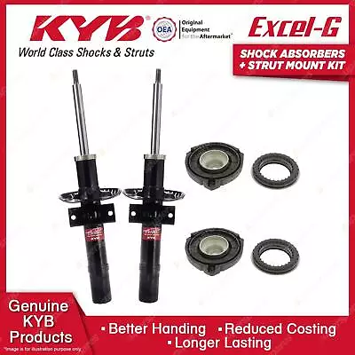 Pair Front KYB Shock Absorbers Strut Top Mount Kit For Volkswagen Polo 9N 02-11 • $576.95